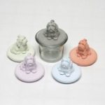 3oz) Plaster Dog Lid - Blue / Green / Violet / Pink Beige / Yellow (Limited quantity discount)