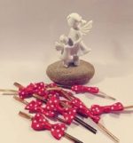 SY195-Ribbon Tie-Dot Pattern (Red/Choco Brown Choice1 )10ea/Set - Image 3