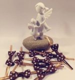 SY195-Ribbon Tie-Dot Pattern (Red/Choco Brown Choice1 )10ea/Set