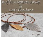 Leaf (Gray / Gold / Silver) Buffalo Leather Strap & Leaf Pendanut