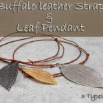 Leaf (Gray / Gold / Silver) Buffalo Leather Strap & Leaf Pendanut