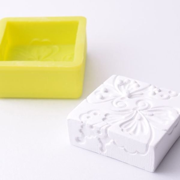 Silicone Soap Mould Antique Butterfly Square (MC265)